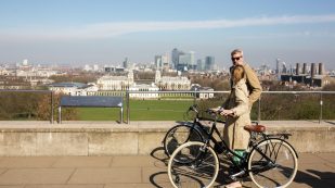 Couple riding bikes Couple riding bikes